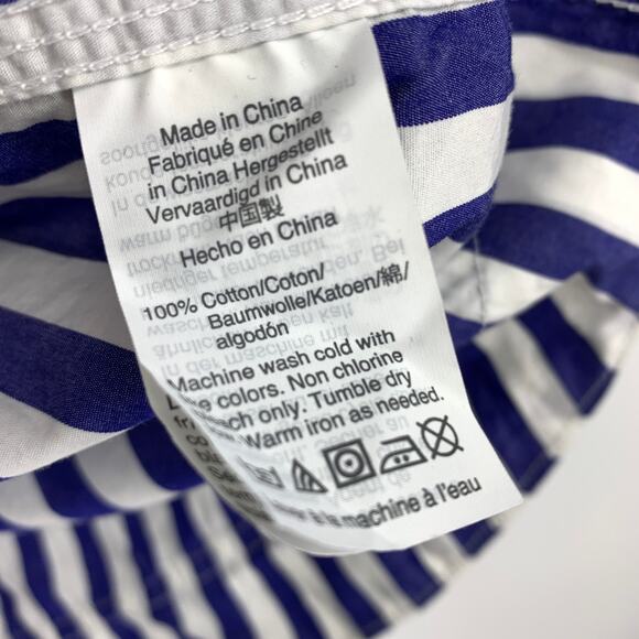 J.Crew Blue White Striped Tunic Top Womens Size TM Long Sleeve Split Neck - Picture 6 of 6